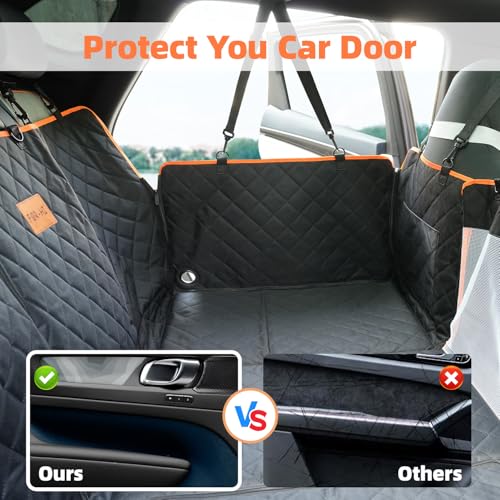 Dog Car Seat Cover for Back Seat, 1seat to 3seats can be Switched at Will. Back Seat Extender with Hard Bottom. 600D Heavy Duty Scratch,Nonslip,Waterproof Dog Hammock for Cars,Trucks and SUVs. - color: Black and Orange