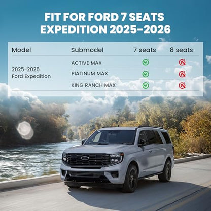 LASFIT Floor Mat&Cargo with Backrest Mat for 7 Seats 2025 2026 2027 Ford Expedition Max(Not for Standard),TPE All Weather TPE Custom Fit for SUV Car Liners, 1st&2nd&3rd&Cargo Liner, Black 5pcs - style: 8) Expedition Max 7-Seat| 25-26 | Combo Set