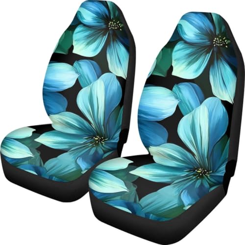 Pehede Car Seat Cover Beautiful Blue Flowers Front for Cars, Easy to Install Cover Set, Accessories Auto Trucks Van SUV,2 Packs - color: Multi01