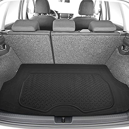FH Group Premium Liners Tall Channel Trimmable All Weather Rubber Full Set Car Floor Mats (Blue) w. Trimmable All-Season Cargo Liner (Black) - Universal Fit for Cars Trucks and SUVs - color: Blue, style: With Cargo Mats