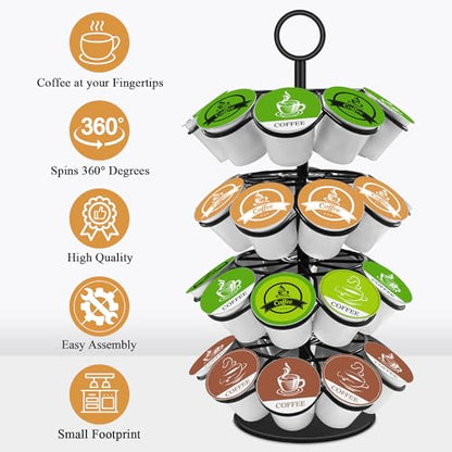 KIMIUP Coffee Pod Holder, K Cup Organizer Compatible with K-Cups(36 Pods), Kitchen Detachable Coffee Pod Organizer for Countertop, Spins 360-Degrees - color: Black