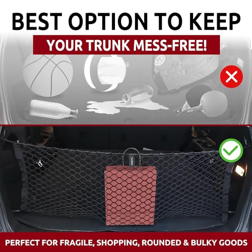 Envelope Style Trunk Mesh Cargo Net | for Toyota Highlander 2014-2026 Regular & Hybrid Car Accessories | Premium Trunk Organizers and Storage | SUV Truck Cargo Nets | Vehicle Carrier Organizer