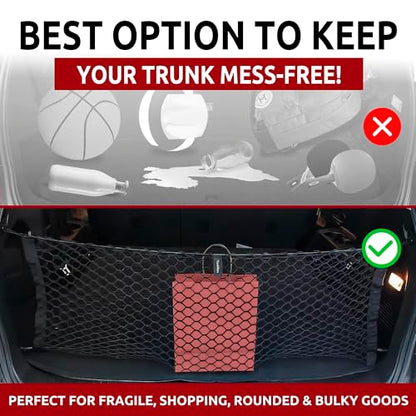 Envelope Style Trunk Mesh Cargo Net | for Toyota Highlander 2014-2026 Regular & Hybrid Car Accessories | Premium Trunk Organizers and Storage | SUV Truck Cargo Nets | Vehicle Carrier Organizer