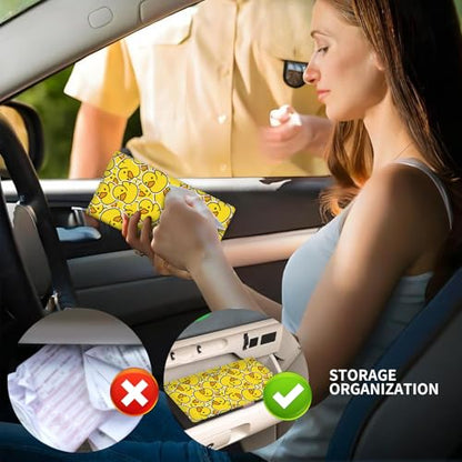 Leather Car Registration and Insurance Card Holder, Cute Car Accessories Vehicle Glove Box Car Organizer for Documents, Cards, License Cute Yellow Ducks - color: Cute Yellow Ducks