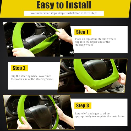 JDDRY Car Steering Wheel Cover, Universal Fit Silicone Automotive Steering Wheel Protector, Light Green, 1PC - color: Light Green