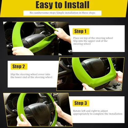 JDDRY Car Steering Wheel Cover, Universal Fit Silicone Automotive Steering Wheel Protector, Light Green, 1PC - color: Light Green