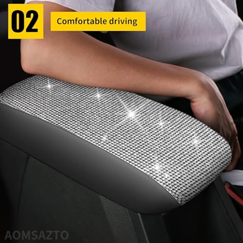 AOMSAZTO Bling Crystal Diamond Console Covers for 2015-2019 Hyundai Sonata Middle Leather Armres Covers - color: Bling color