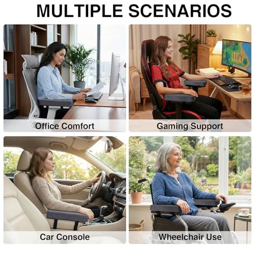 Smiry Ergonomic Office Chair Armrest Pads, Memory Foam Arm Rest Covers, Non-Slip Armrest Cushion with Adjustable Buckles and Straps, Elbow Relief for Desk, Gaming & Wheelchair (Dark Grey, Set of 2) - color: Dark Grey