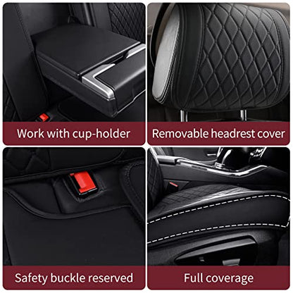 Sparkle Bling Diamond Women Car Seat Covers Waterproof Leather Universal Fit Mazda CX-3 CX-5 Toyota Highlander Jeep Hyundai Elantra Sonata Accent with Split Bench (Full Set, Black) - color: Full Set/Black-Sparkly