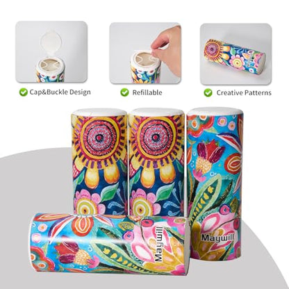 Car Tissues Holder with Facial Tissue, Car Tissue Box, Travel Tissues Cylinder,Suitable for Car Cup Holder(3-ply 4 Pack, 200 Sheets) - style: Blooming