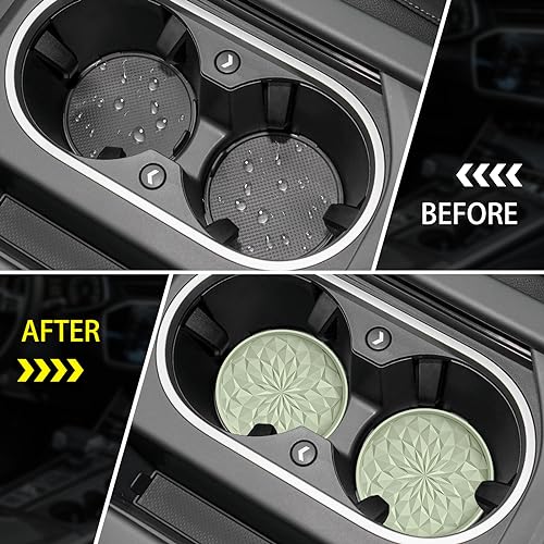 Car Coasters for Cup Holders [4 Pack] - 2.75In Silicone Auto Mug Mats - Universal Non-Slip Recessed Car Interior AccessoriesDesert Sage - color: 4pack-desert Sage