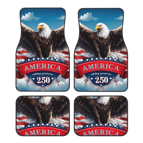 OSAM SPACE Patriotic Eagle Car Floor Mats Set of 4 All Weather Trunk Mat Anti-Slip Automotive Carpet Decor Rugs Universal Car Accessories - color: Patriotic Eagle