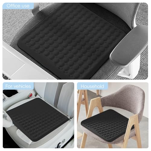 BABUR Gel Seat Cushion, Long Sitting Cooling Gel Hip Cushion, Breathable Anti Slip Office Chair Cushion, Car, Wheelchair, Travel - Black