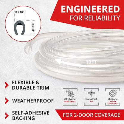 All-Fit Automotive Car Door Edge Protector – Universal DIY Edge Trim to Prevent Scratches & Dings – Flexible Adhesive Molding Trim for Cars, Trucks & SUVs (10 Ft - Clear) - color: Clear