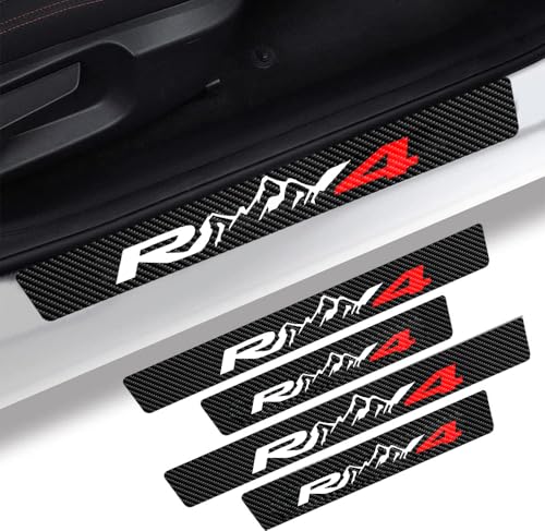 4Pcs Car Door Sill Protector Carbon Fiber Door Entry Guard Scuff Plate Accessories Front/Rear Door Sill Plate Guard Protectors