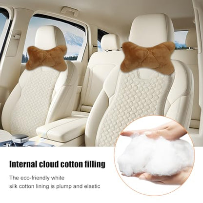 2PCS Car Headrest Pillow, Comfortable Ergonomic Design Vehicle Seat Neck Pillow for Driving Fatigue Relief, Soft Breathable Automotive Interior Head Rest Cushion Pad, Universal Fit (Khaki) - color: Khaki
