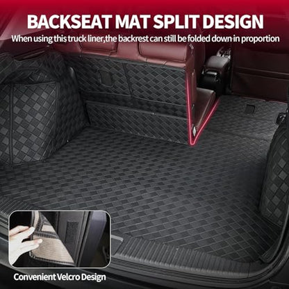 Heavy Duty Trunk Mat for 2022-2026 Infiniti QX60 (Bench Seat Only) - Includes 2nd & 3rd Row Backrest Cargo Liners - color: Infiniti QX60 Cargo Backrest Mat-E