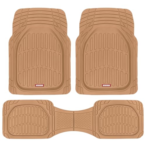 BDK Beige Heavy Duty Front & Rear Rubber Floor Mats Universal Liners for Car SUV Van & Truck, All Weather Protection with Anti-Slip Nibs, Fit Contours of Most Vehicles - color: 923-BG