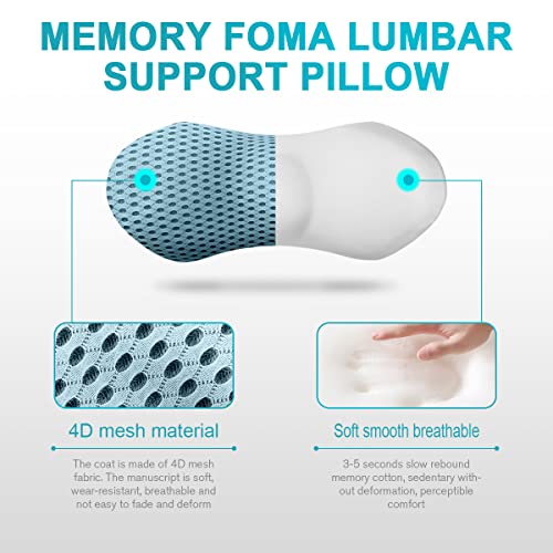 Lumbar Support Pillow for Office Chair, Memory Foam Lumbar Pillow for Lower Back Pain Relief (Blue) - color: Blue