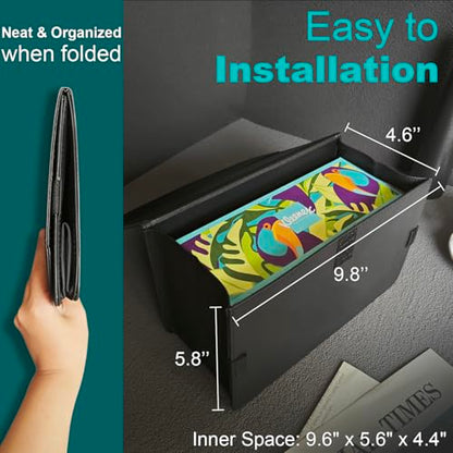 PU Leather Rectangle Tissue Box Cover for Car & Home Use,Car Tissue Box Holder for 110-144T Medium Size Tissues Fits for Kleenex for Headrest in Car Auto-Detachable Elastic Band - Black