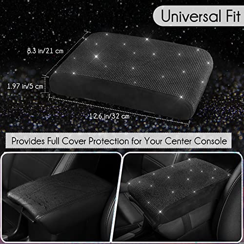 SEG Direct Diamond Auto Center Console Cover, Bling Car Armrest Cover, Memory Foam Armrest Cushion Pad with Crystal Rhinestones, Universal Seat Box Cover, Black Diamond - color: Black Diamond