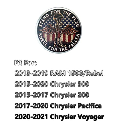 Gear Shift Switch Knob Cover Aluminium Dial Shifter Trim Plate for Dodge Ram 1500/2500 Battlefield Cross Stand for The Flag Kneel for The Fallen Patriotic