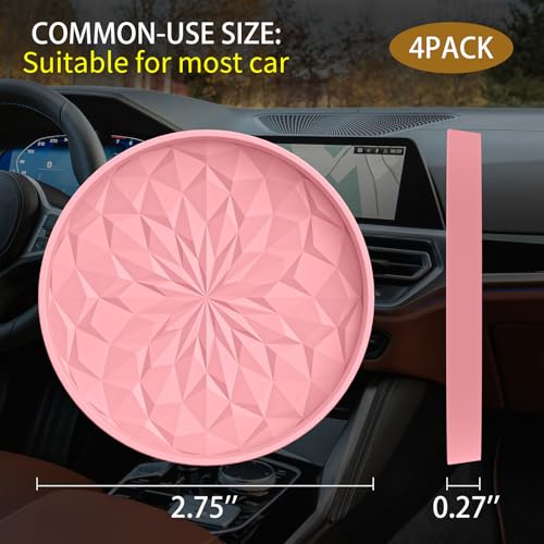 Car Coasters for Cup Holders [4 Pack] - 2.75In Silicone Auto Mug Mats - Universal Non-Slip Recessed Car Interior AccessoriesPink - color: 4pack-pink