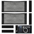 2 Pcs Universal Mesh Storage Pocket Bag, 9.8" x 23.6" Elastic Cargo Net Organizer with Hook & Loop Tape for Car SUV RV Camper and Home, High Capacity Wall Sticker Pouch for Trunk and Travel Storage