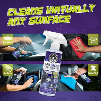 Chemical Guys Total Interior Cleaner & Protectant - 2 Pack (16 oz Each) All-in-One Car Interior Cleaner for Dash, Seats, Carpet, Glass, Vinyl, Leather, and Plastic - Galactic Scent - size: 16 Fl Oz (Pack of 2)