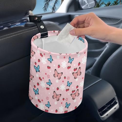 Butterfly Daisy Car Trash Storage Box Multifunctional Garbage Bags for Car, Office, Home, Travel Camping Accessories, Easy to Clean - color: Butterfly Daisy Pattern