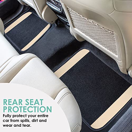 FH Group Automotive Floor Mats – Universal Fit Premium Carpet Car Mats with Driver Heel Pad, Full Set for Cars, SUVs & Trucks - Beige - color: Beige
