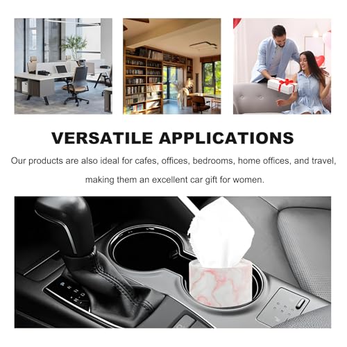 4 PCS Car Tissue Holder, Refillable Round Napkins Containers with Papers Inside, Convenient Travel Tissue Tubes Facial Paper Towel Cylinders for Vehicle Cup Holders (Marble Pink) - color: Marble Pink