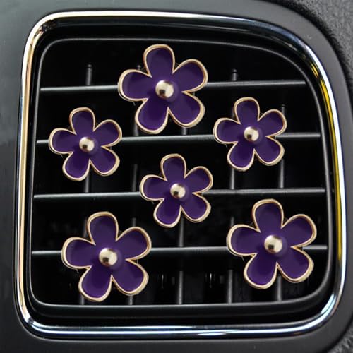 Air Vent Clips - 6 Pcs Daisy Flower Car Decoration for Air Vent & Conditioning - Handmade Car Interior Accessories Decor - Cute Charm & Gifts for Women - color: Purple,Purple,Purple