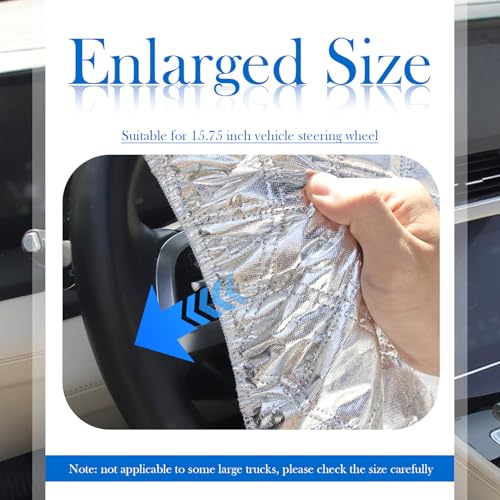Car Steering Wheel Cover Sun Shade,Aluminum Film Car Wheel Cover for Thermal Insulation & Cooling,3-Layer Thickened Steeringwheel Covers Fits 15.75" Diameter Cars Steering Wheels (Aluminum Foil) - color: Aluminum Foil