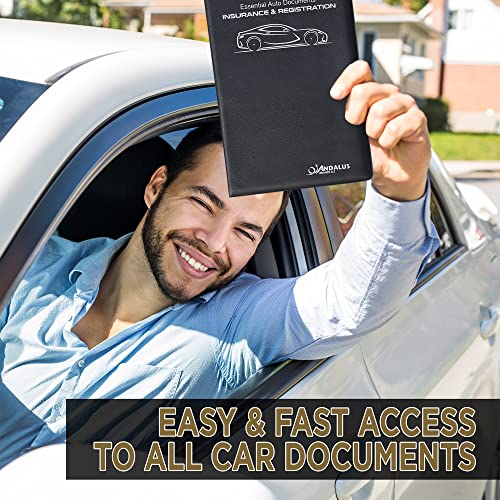 Andalus Auto Registration & Insurance Card Holder Pack of 2, Waterproof Essential Car Registration Holder with Hook & Loop Closure, Perfect for Every Vehicles Glove Boxes (Black - 9.5" x 5.15") - color: Black