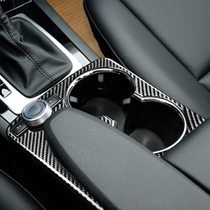 for Mercedes-Benz C Class W204 C180 C200 C300 C250 C63 AMG 2007-2014 Real Soft Carbon Fiber Central Console Armrest Cup Holder Panel Frame Guard Cover Sticker Car Interior Accessories - color: Cup Holder B