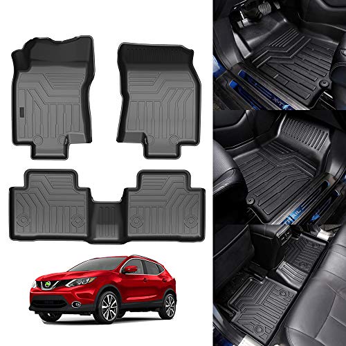 KUST Floor Mats for 2014-2020 Nissan Rogue Accessories, All Weather Car Mats Front Rear 2 Rows Liners TPE Rubber Raised Edge (Not for Sport and Select) - style: For │ Rogue 2014-2020 │ Floor Mats