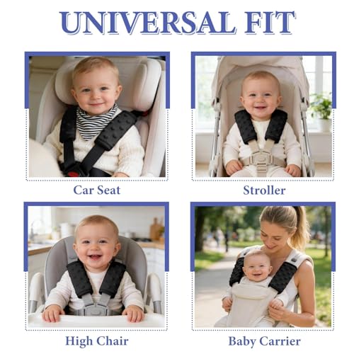 2 Pack Car Seat Strap Pads for Babies, Soft Car Seat Shoulder Strap Covers for Baby Child Kids, Black - color: Black