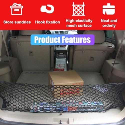 ZIMISI Car Cargo Net, Elastic Stretchable Car Trunk Cargo Storage Net with Hooks, Double-Layer Nylon Truck Organizer Mesh, Vehicle Interior Accessories for Most SUVs, Trucks (35.4x15.7 inch/90×40 cm) - size: 35.4x15.7 inch/90×40 cm