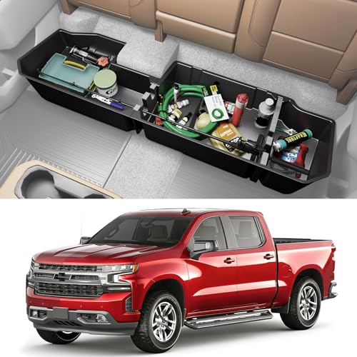 Tuyoung Under Seat Storage Boxes - Compatible with 2019-2026 Chevy Chevrolet Silverado 1500/GMC Sierra 1500, 2020-2026 Silverado/Sierra 2500HD/3500HD | Double & Crew Cab Rear Underseat Organizer Box - size: 2019-2026 Chevy Silverado/GMC Sierra 1500