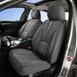 Full Set of Dark Gray Genuine Leather Seat Covers, Universal Fit | Four-Layer Anti-Slip Design with Lumbar Support - color: A_Gray