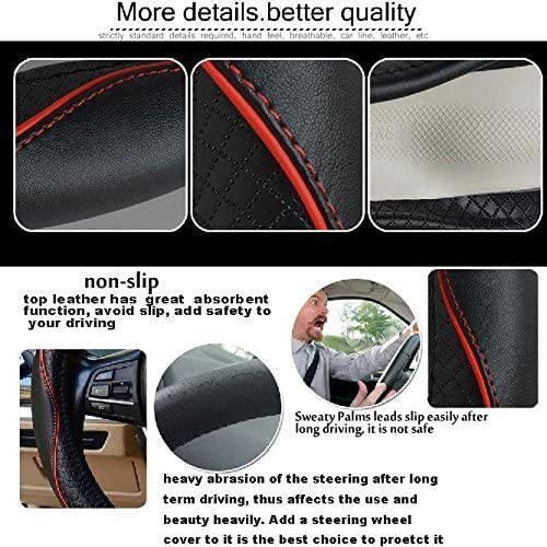 Car Steering Wheel Cover, Anti-Slip, Safety, Soft, Breathable, Heavy Duty, Thick, Full Surround, Sports Style (Black with Red line) - color: Black with Red line