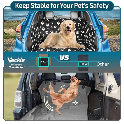 SUV Cargo Liner for Dogs with Side Flaps, Large (54" x 93") Water Resistant Trunk Cover, Non-Slip Pet Area Protector with Bumper Flap, Universal Fit for SUVs Sedans Vans, Paw Print