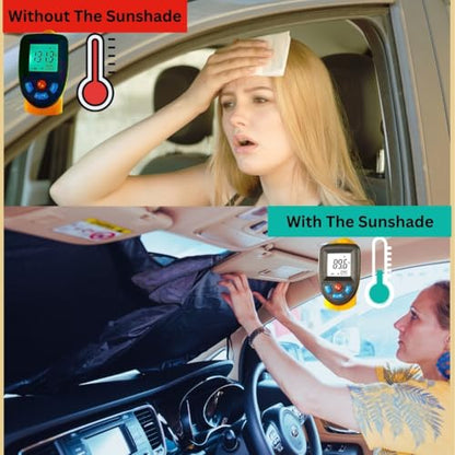 Windshield Sun Shade Compatible for Tesla Model S | Certified 99.87% UVB & 99.02% UVA Car Sun Shade. Award Winning Sunshade - Patented Technology | Car Shades by Kinder Fluff - size: Model S