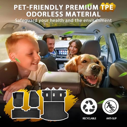 Floor Mats for 2025 2026 Chevrolet Chevy Equinox (Non EV) / GMC Terrain Car Mat, All Weather TPE Custom Cargo Liner Seat Back Cover Protectors Accessories (Floor Mats+Backrest Mat+Trunk Mat) - size: 2)Chevrolet Equinox Gas/GMC Terrain｜25-26｜Full Set