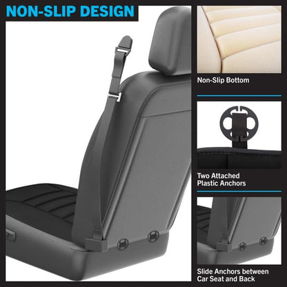 Car Seat Cushion - 1.2-Inch-Thick Memory Foam Seat Pad with Plastic Anchors and Non-Slip Bottom for Auto, Office Chair, or Home by Stalwart (Black)