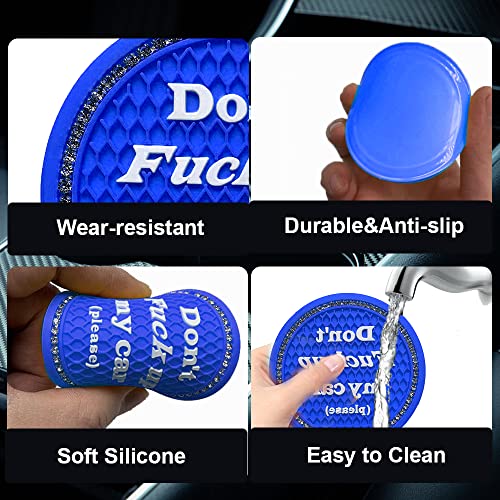 Car Cup Coasters 2 Pack - Bling Interior Accessories, Universal Cup Holder Inserts for SUV/Truck (Royal Blue, 2PC) - color: Royal Blue-2pc
