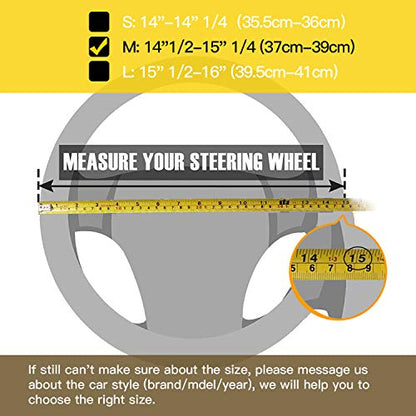 Steering Wheel Cover for Women Men Bling Bling Crystal Diamond Sparkling Car SUV Wheel Protector Universal Fit 15 Inch (Black with Black Diamond, Standard Size(14" 1/2-15" 1/4))