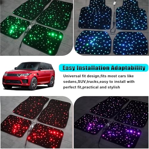 Starlight Floor Mats for Car, LED Car Mats, Starry Sky Design Luminous Carpet, Universal Fit Anti-Slip Waterproof Starlight Mats for Cars, SUVs, Trucks(USB Cable) - color: USB