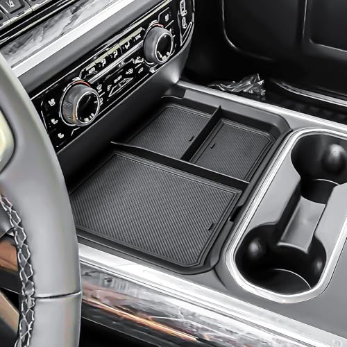 EDBETOS Front Center Console Organizer Tray for 2024 2025 2026 Chevy Silverado 2500HD/3500HD Console Compartment Cover Insert Hidden Organizer (Full Console w/Bucket Seats Only ! Not for Sierra!)